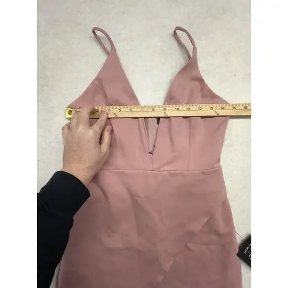 Lulus Mini Dress Size Small Dare to Take the Plunge Dusty Pink Tulip - Picture 7 of 11